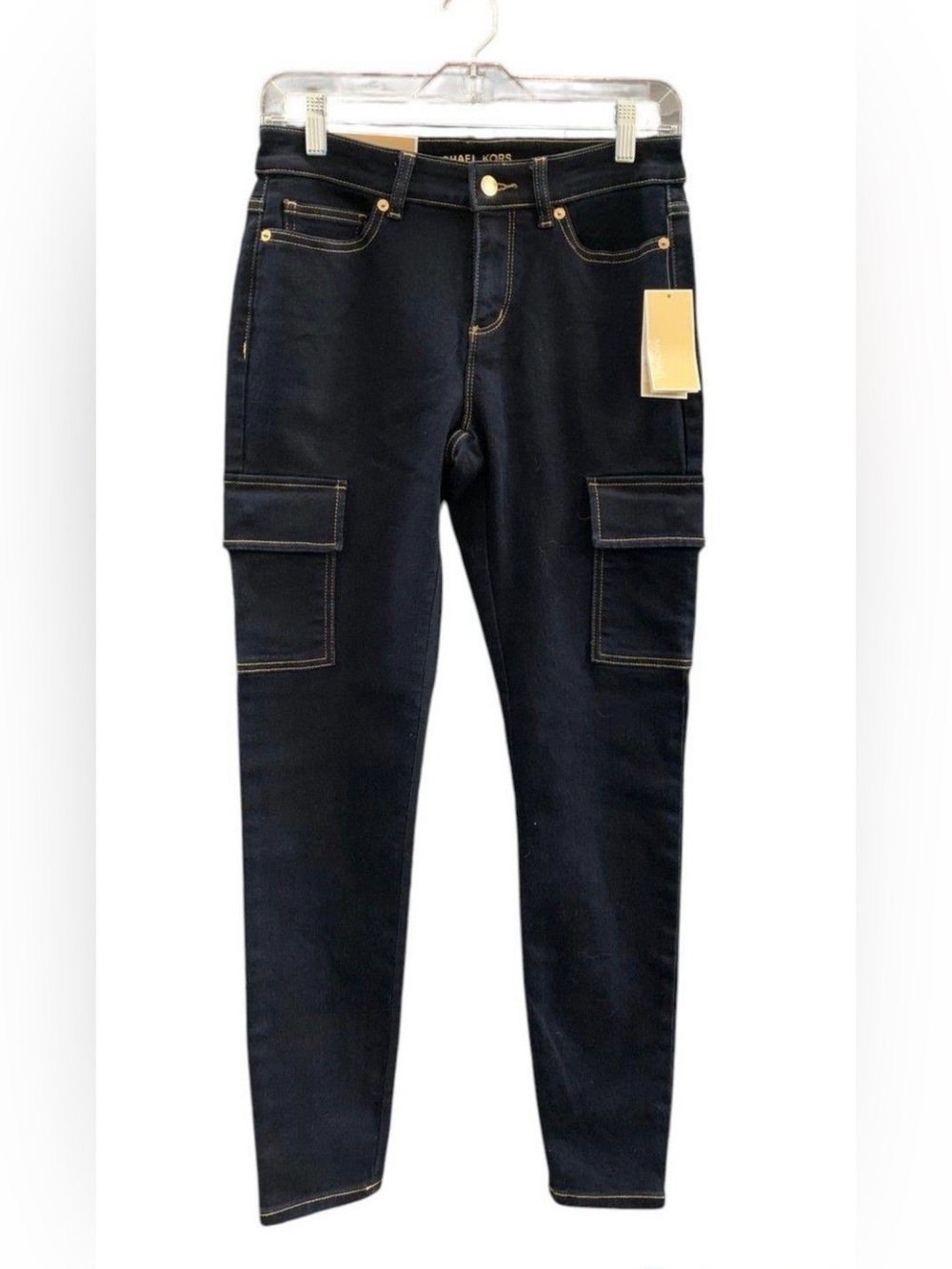 NWT, Michael Kors Izzy Mid rise Skinny Cargo Jeans, Size 4
